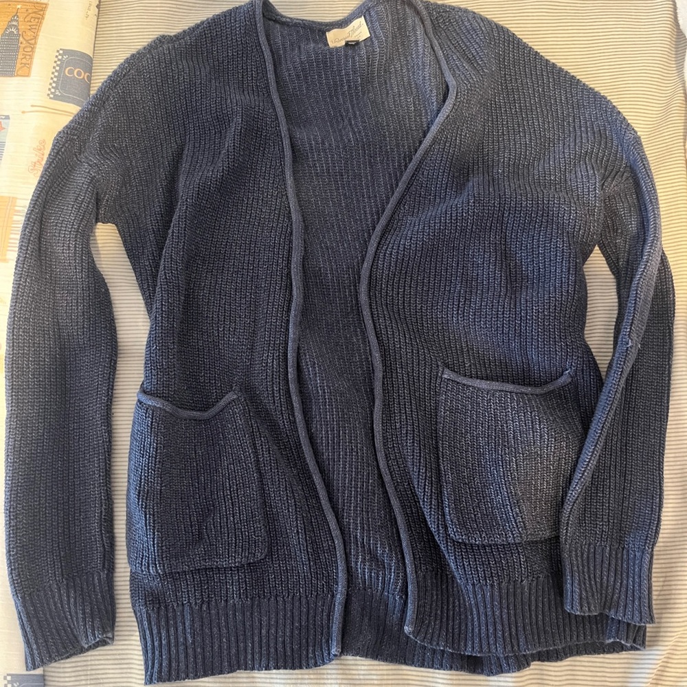 Navy Blue Open Front Cardigan